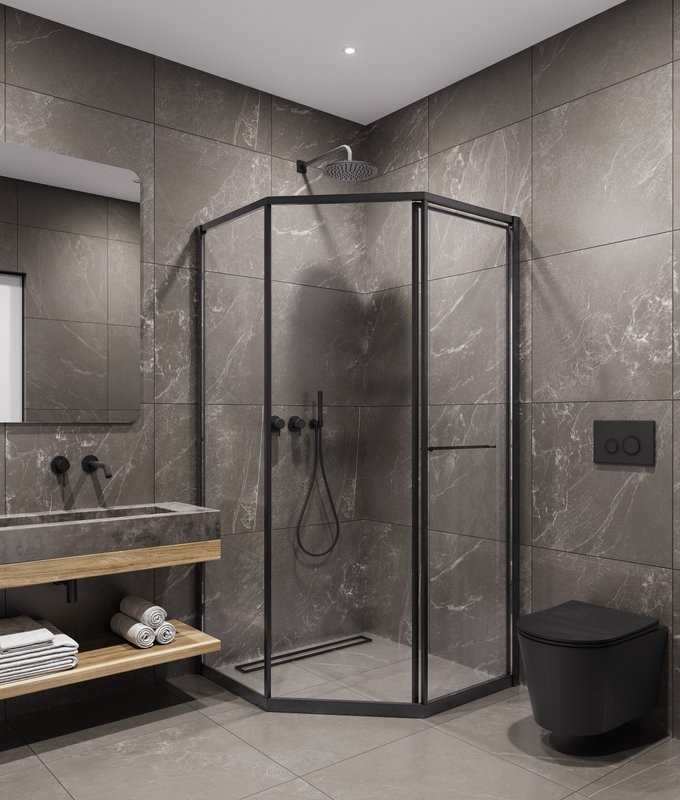 Душевой уголок Timo TTSS-100/03C-8R 100x100 см, профиль черный, стекло прозрачное