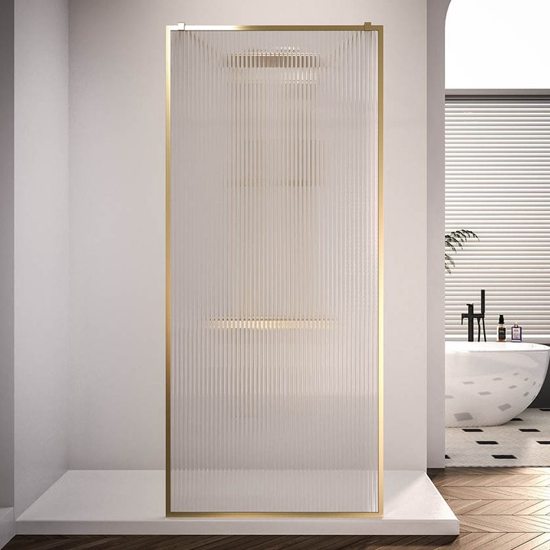 Душевая перегородка Veconi Korato KR90GF-110-08-C4 110 см, профиль брашированное золото, стекло рифленое осветленное