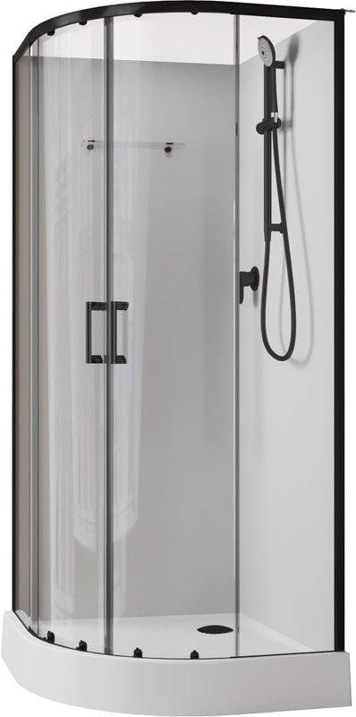 Душевая кабина Aquanet Passion EVO 267256 90x90, профиль черный, стекло прозрачное, без крыши