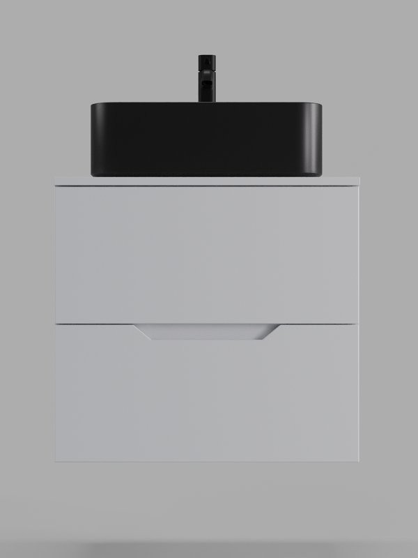 Мебель для ванной комнаты Orange Line 60 подвесная, 2 ящика, матовая белая с раковиной B02-460MB