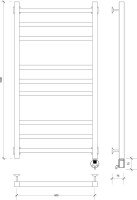 Полотенцесушитель электрический Secado Корато 3 R 105x55 см, подключение справа, хром, лесенка
