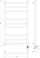 Полотенцесушитель электрический Secado Корато 3 R 105x55 см, подключение справа, хром, лесенка