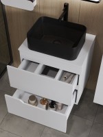 Тумба под раковину со столешницей Orange Line 60 подвесная, 2 ящика, матовая белая