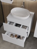 Тумба под раковину со столешницей Orange Line 60 подвесная, 2 ящика, матовая белая