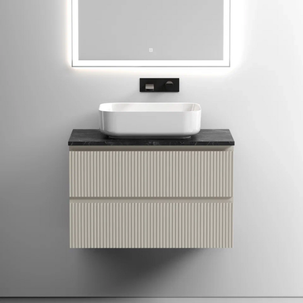 Тумба с раковиной Sancos Snob T 80 см, beige soft, столешница черный мрамор, раковина TT80A1