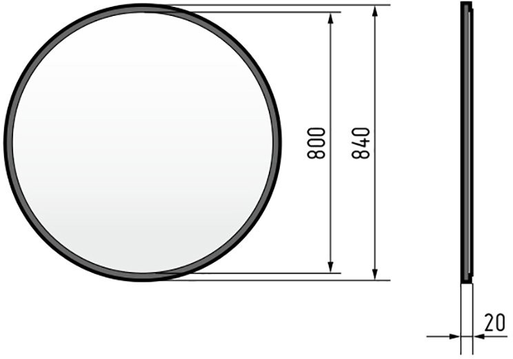 Зеркало круглое Corozo Слим 770 черное