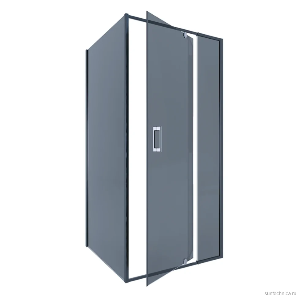 Душевой уголок Alex Baitler АВ74В100 + SG74B100 100x100, профиль черный, стекло тонированное