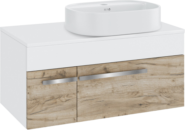 Тумба с раковиной Runo Вудлайн 85 подвесная, крафтовый дуб, раковина Nuovo 50