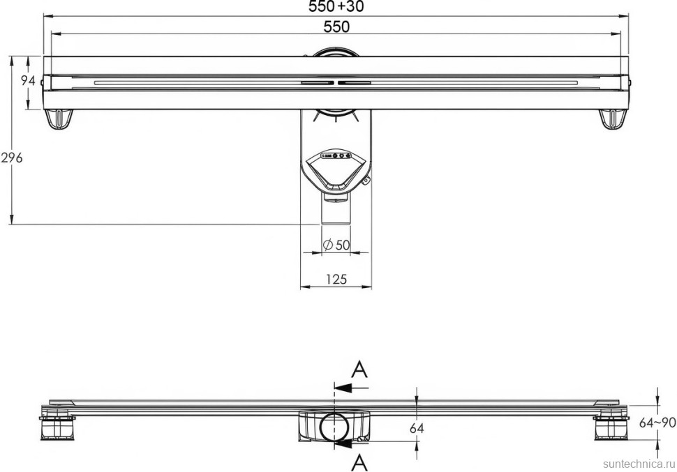 Душевой трап (лоток) Berges Super Line 55 см