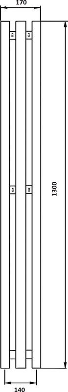 Полотенцесушитель водяной Secado Бергамо 3К 1300х140 130x15 см, графит, I-образный