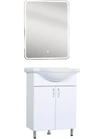 Мебель для ванной комнаты Orange Samara 60 белый глянец, со смесителем, зеркало Samara 50 с подсветкой