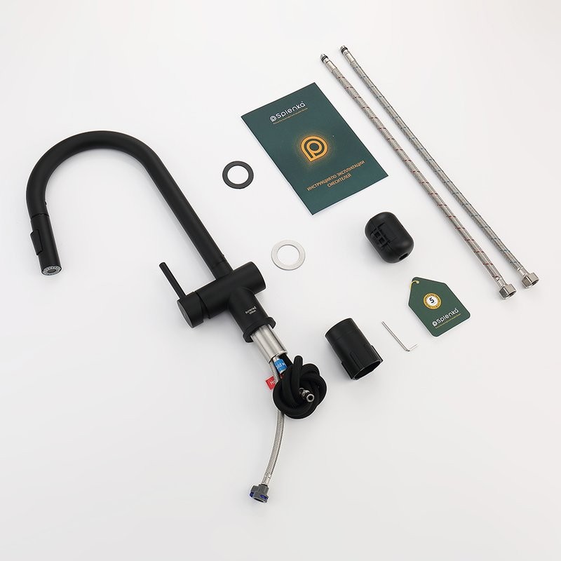 Смеситель для кухни с выдвижным изливом Splenka S204.49.06, черный