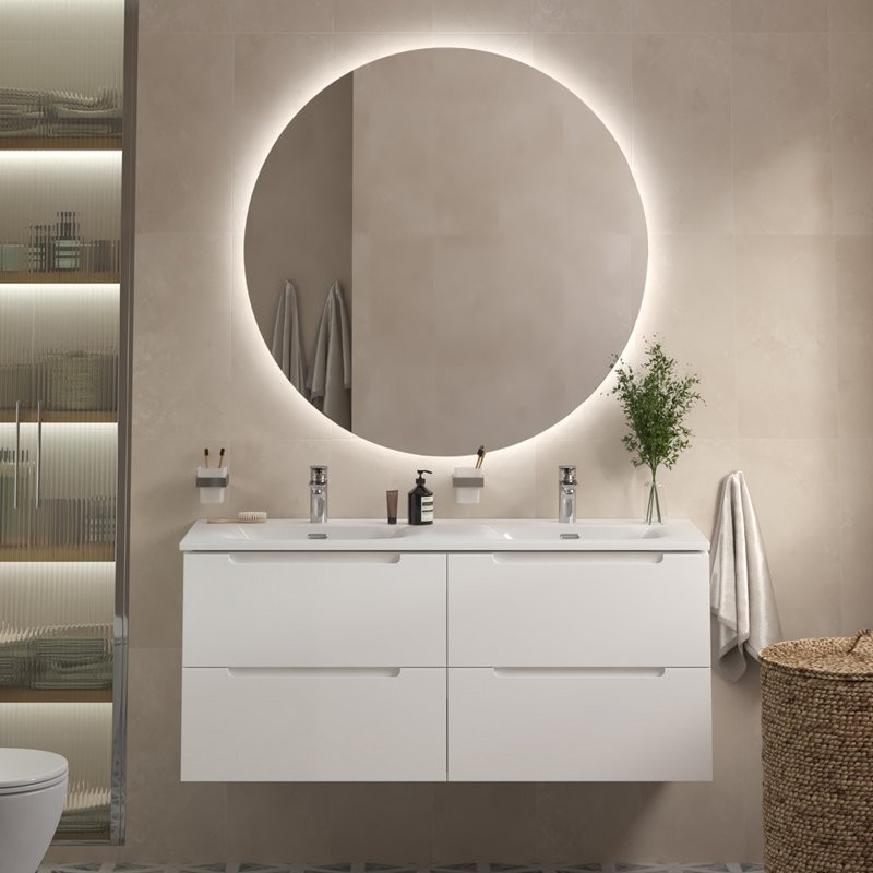 Тумба с раковиной BelBagno Etna 120 для двоих, bianco lucido, раковина BB-8099-120-2