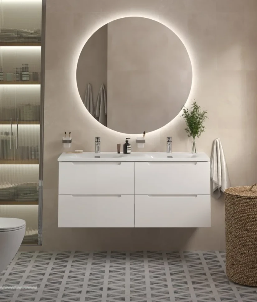 Тумба с раковиной BelBagno Etna 120 для двоих, bianco lucido, раковина BB-8099-120-2