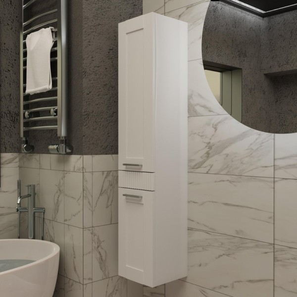 Шкаф пенал для ванной Sanvit Турин (К) белый, с бельевой корзиной