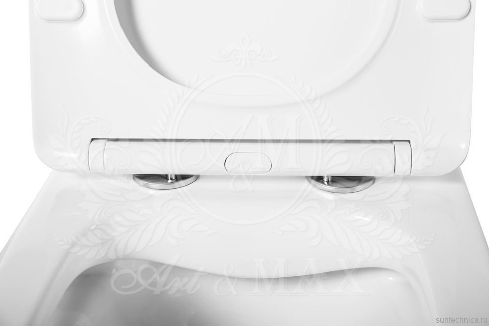 Унитаз подвесной Art&Max Platino AM9321CHR/SC безободковый, с микролифтом, белый