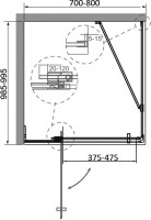 Душевой уголок Cezares Slider AH 1 100-70/80 C Cr профиль хром, стекло прозрачное