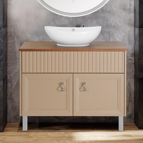 Тумба с раковиной ASB-Woodline Риола 100 капучино