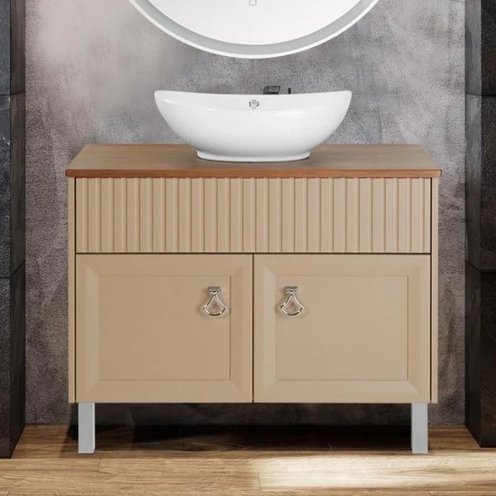 Тумба с раковиной ASB-Woodline Риола 100 капучино