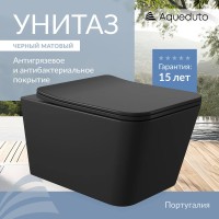 Унитаз подвесной Aqueduto Macio MAC0140 безободковый, с микролифтом, черный матовый