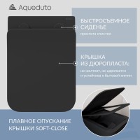 Унитаз подвесной Aqueduto Macio MAC0140 безободковый, с микролифтом, черный матовый