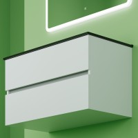 Тумба с раковиной Sancos Urban 90 см белый глянец, черная ракоина