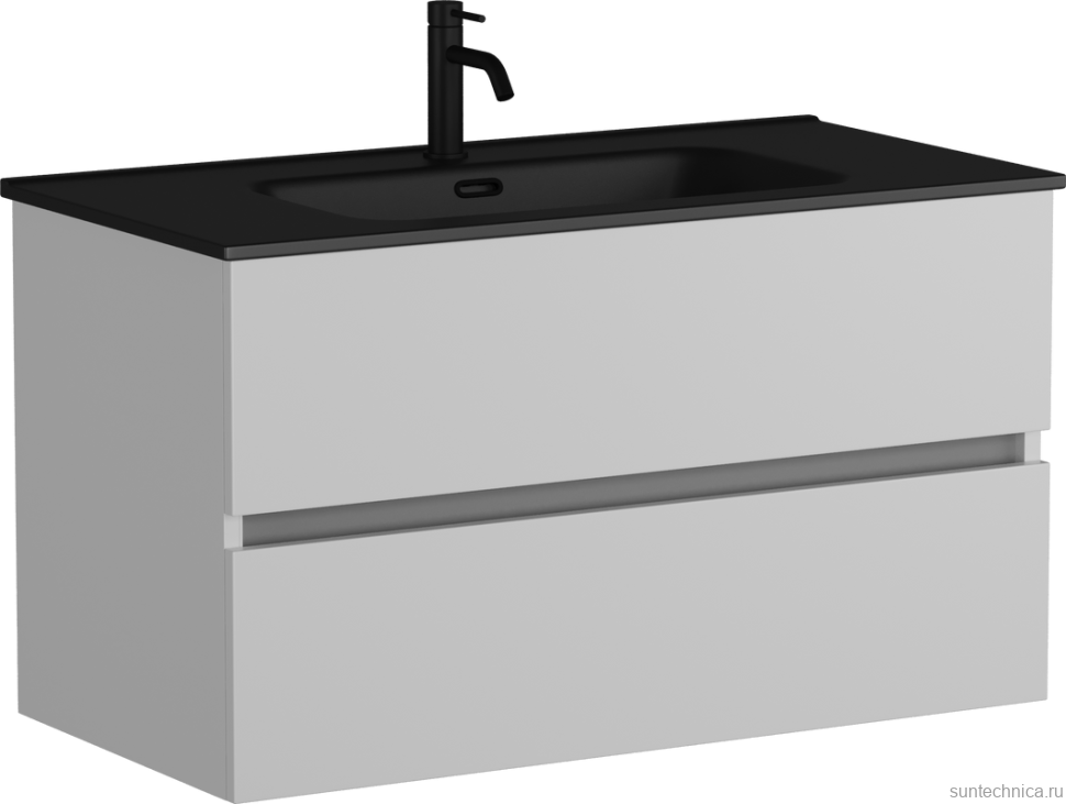 Тумба с раковиной Sancos Urban 90 см белый глянец, черная ракоина