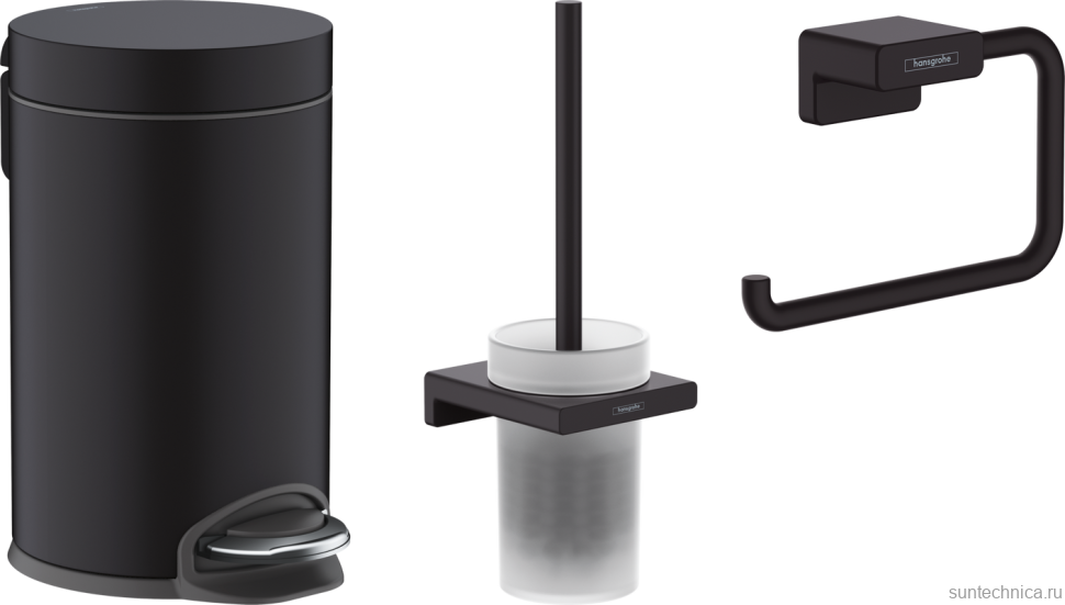 Набор Ершик Hansgrohe AddStoris 41752670 матовый черный + Держатель 41771670 матовый черный + Ведро 41775670 3 л, матовый черный