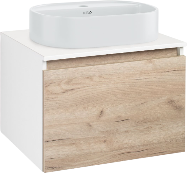 Тумба с раковиной Runo Бари 60 крафтовый дуб, раковина Nuovo 50