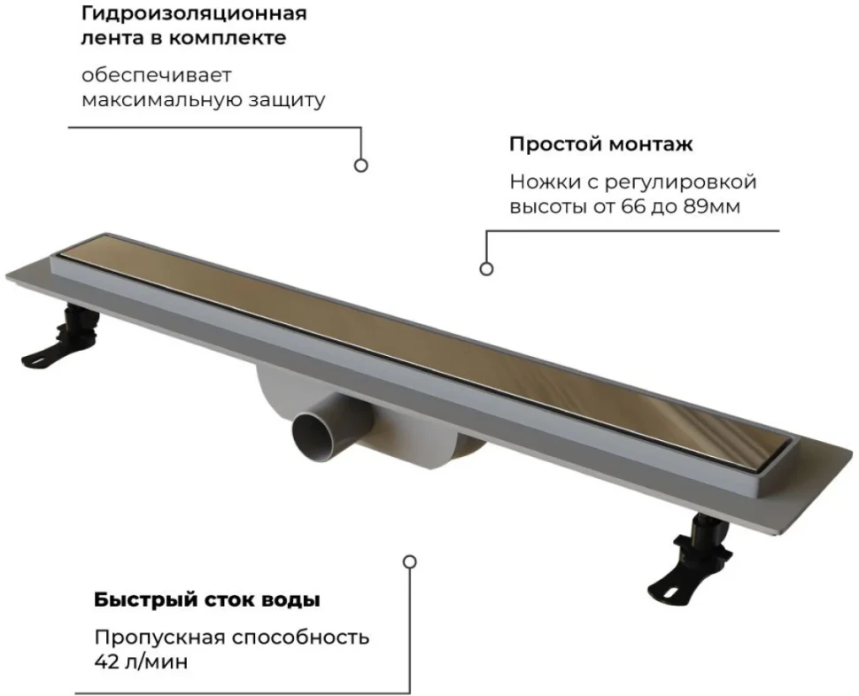 Душевой трап (лоток) RGW Drain Leo-11 хром, 60 см