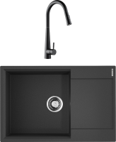 Комплект Мойка Omoikiri Daisen 78-LB черная + Смеситель Orange Steel M99-007b черный