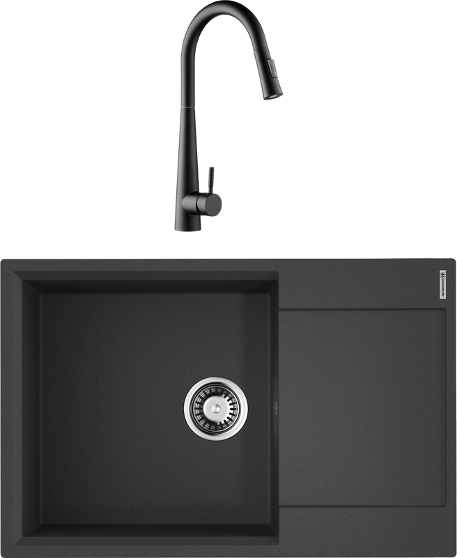 Комплект Мойка Omoikiri Daisen 78-LB черная + Смеситель Orange Steel M99-007b черный