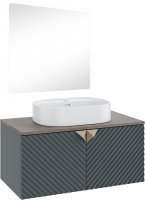 Мебель для ванной комнаты Runo Андорра 85 графит, дуб коньячный, раковина Nuovo 50