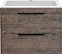 Тумба с раковиной Vincea Chiara 2D 60, 2 ящика, темный дуб, с белой раковиной
