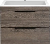 Тумба с раковиной Vincea Chiara 2D 60, 2 ящика, темный дуб, с белой раковиной