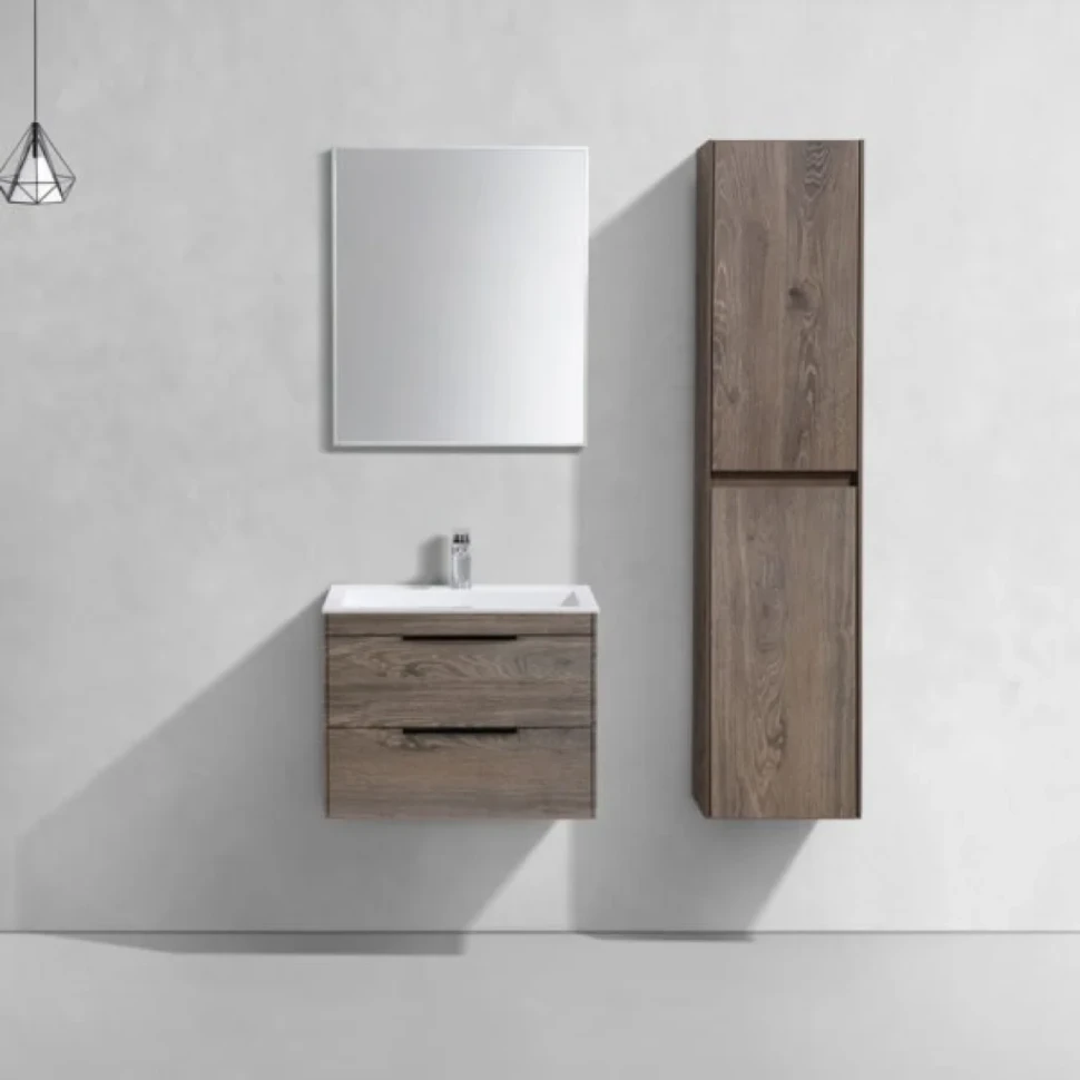 Тумба с раковиной Vincea Chiara 2D 60, 2 ящика, темный дуб, с белой раковиной