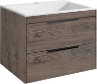 Тумба с раковиной Vincea Chiara 2D 60, 2 ящика, темный дуб, с белой раковиной