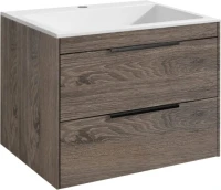 Тумба с раковиной Vincea Chiara 2D 60, 2 ящика, темный дуб, с белой раковиной