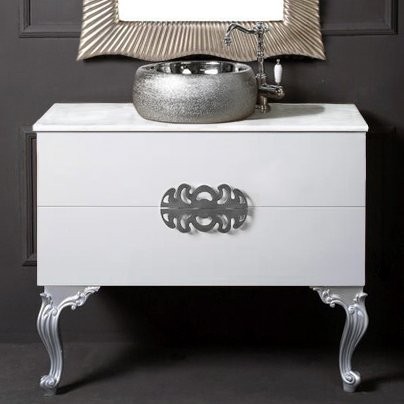 Тумба с раковиной Armadi Art NeoArt 100 белая с ручками Ajur хром, с ножками