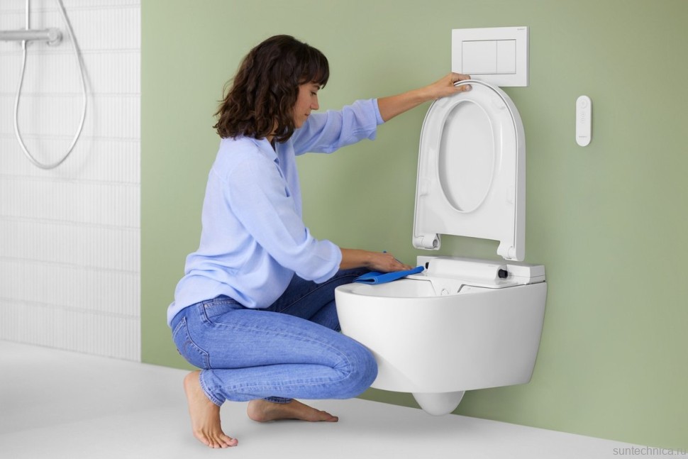 Умный унитаз подвесной Geberit AquaClean Alba безободковый, с биде