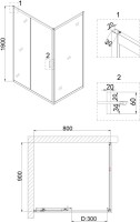 Душевой уголок Niagara Nova NG-82-8AB-A90B 80x90, прямоугольный, черный