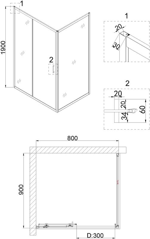 Душевой уголок Niagara Nova NG-82-8AB-A90B 80x90, прямоугольный, черный