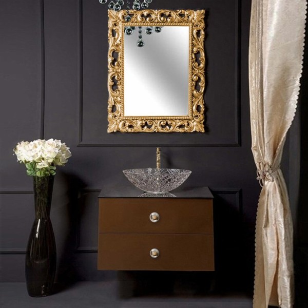 Мебель для ванной комнаты Armadi Art NeoArt 80 шоколад с ручками Flora золото