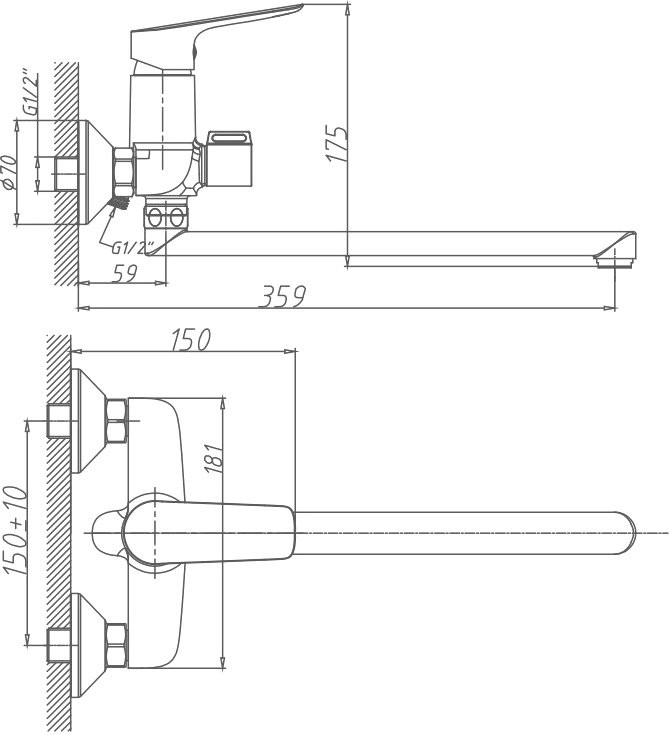 Смеситель с длинным изливом для ванны Haiba HB22506
