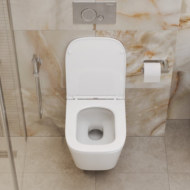 Унитаз подвесной BelBagno Ardente-Tor BB520CH-TOR/SC безободковый, с микролифтом, смыв торнадо, белый глянцевый