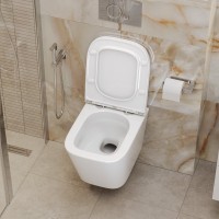 Унитаз подвесной BelBagno Ardente-Tor BB520CH-TOR/SC безободковый, с микролифтом, смыв торнадо, белый глянцевый
