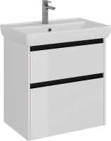 Тумба с раковиной Lemark Combi 70 черная, белая глянцевая