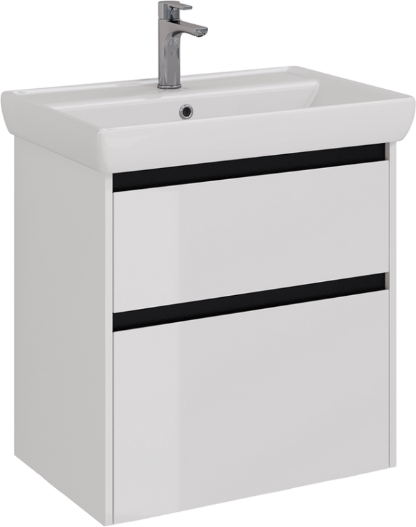 Тумба с раковиной Lemark Combi 70 черная, белая глянцевая
