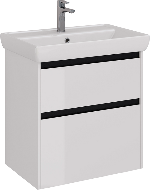 Тумба с раковиной Lemark Combi 70 черная, белая глянцевая