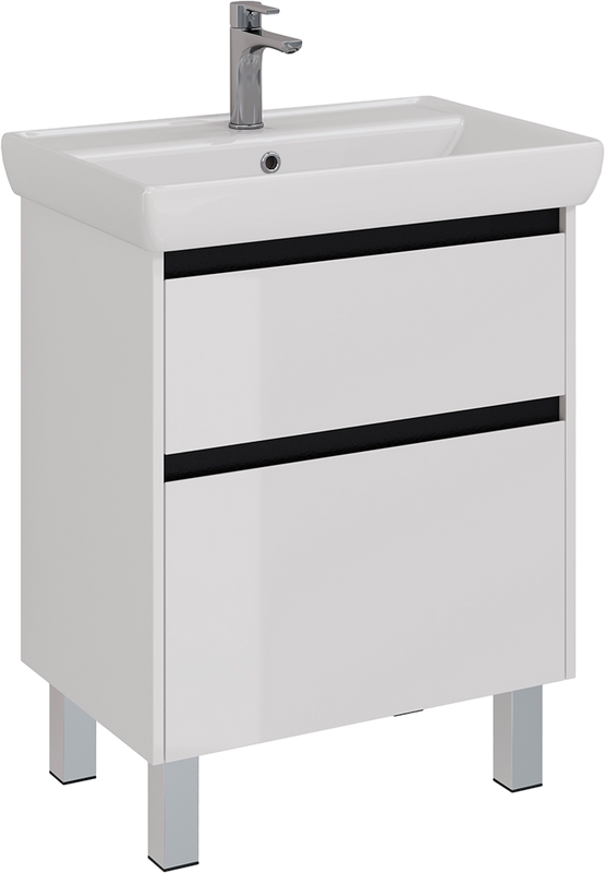Тумба с раковиной Lemark Combi 70 черная, белая глянцевая